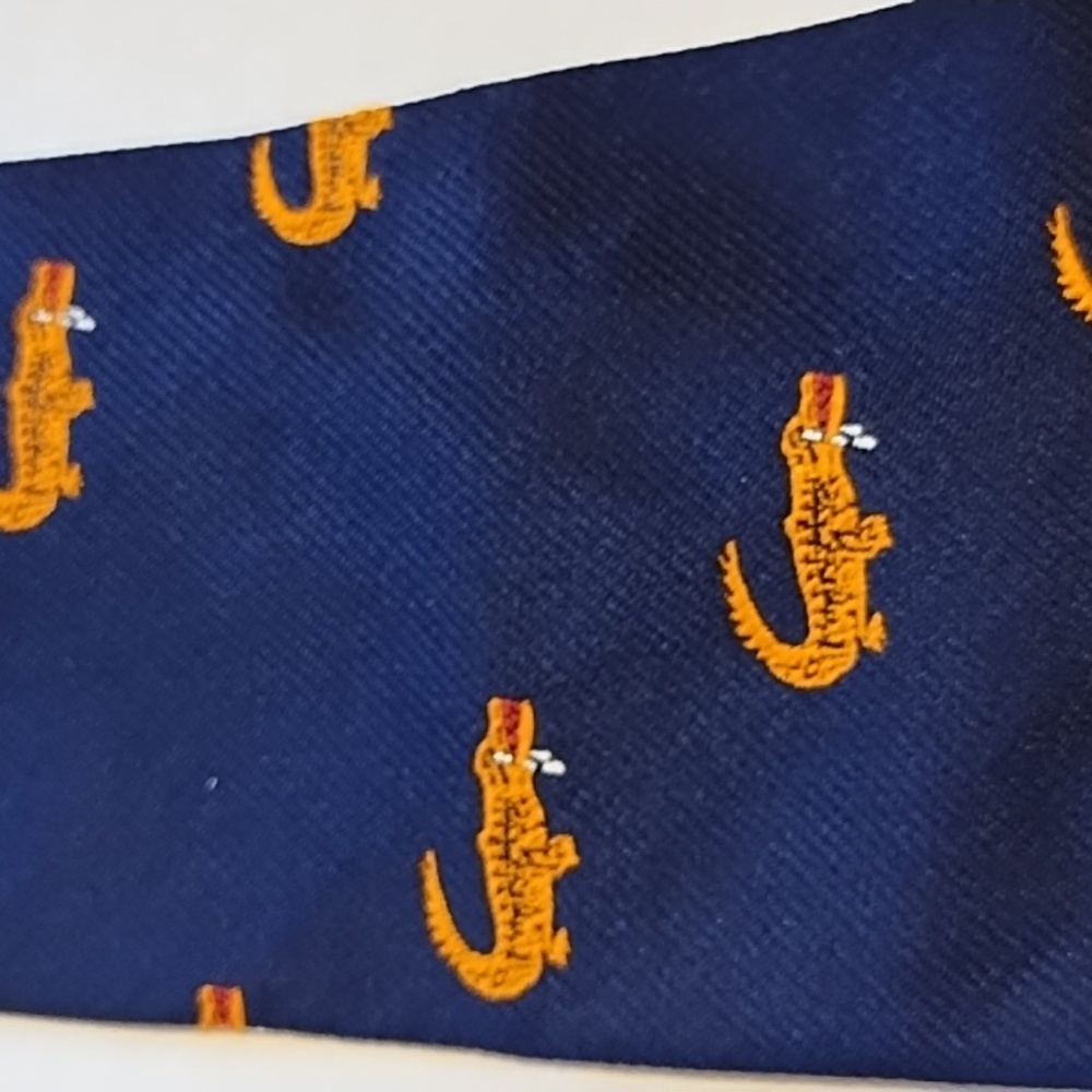 Navy & Orange Alligator Tie - Picture 8 of 10